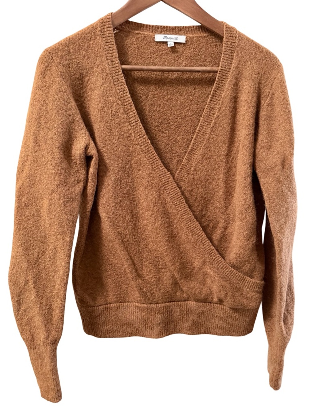 Madewell V-Neck Wrap Sweater in Camel